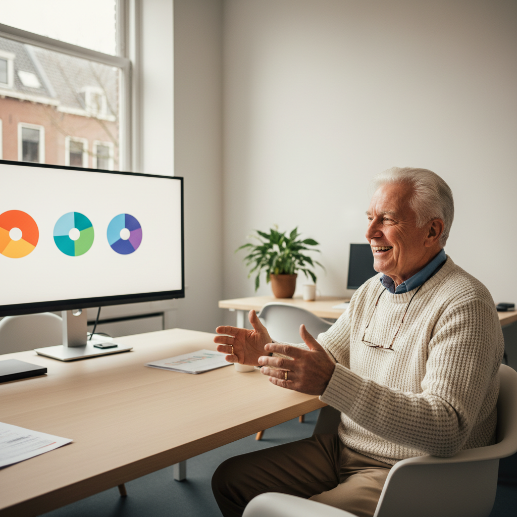 Warm photo of an elderly person on a video call with younger family members, showing the emotional connection these calls enable
